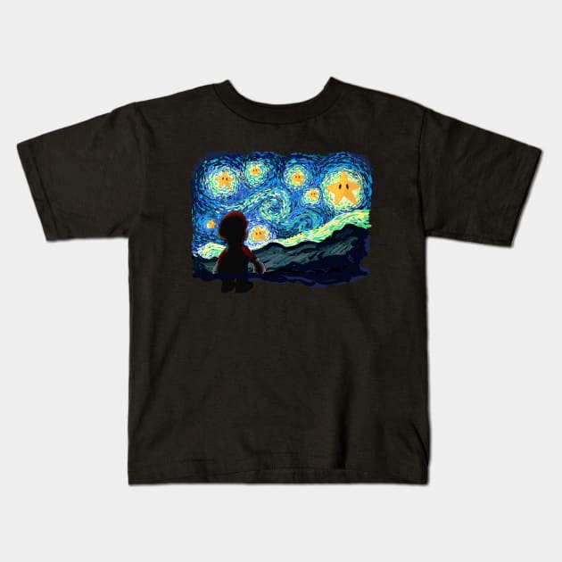 An Original Starry Night Painting Gamer Parody Kids T-Shirt by DesIndie